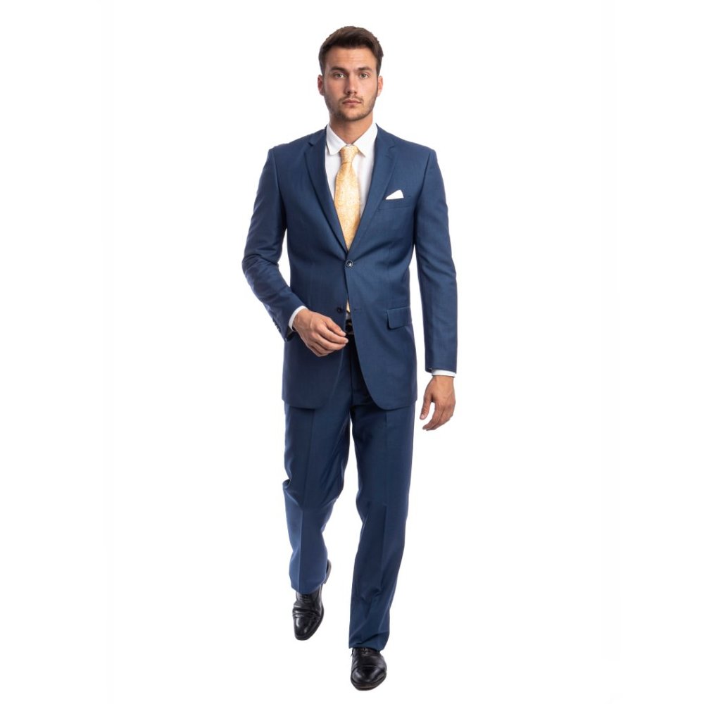 Mens 2pc Modern Fit Suit Notch Lapel, Indigo Blue - Picture 2 of 5